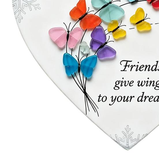Heart-Shaped Sea Glass Friendship Ornament Handmade Sea Glass Art Christmas Animal Ornament Friendship Keepsake for Best Friends