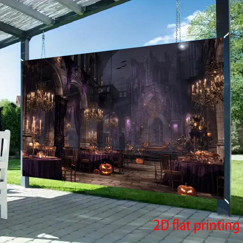 2D Flat Banner, 1 Piece - Gothic Castle Background Banner, Designed for Halloween Background Fabric.zyc