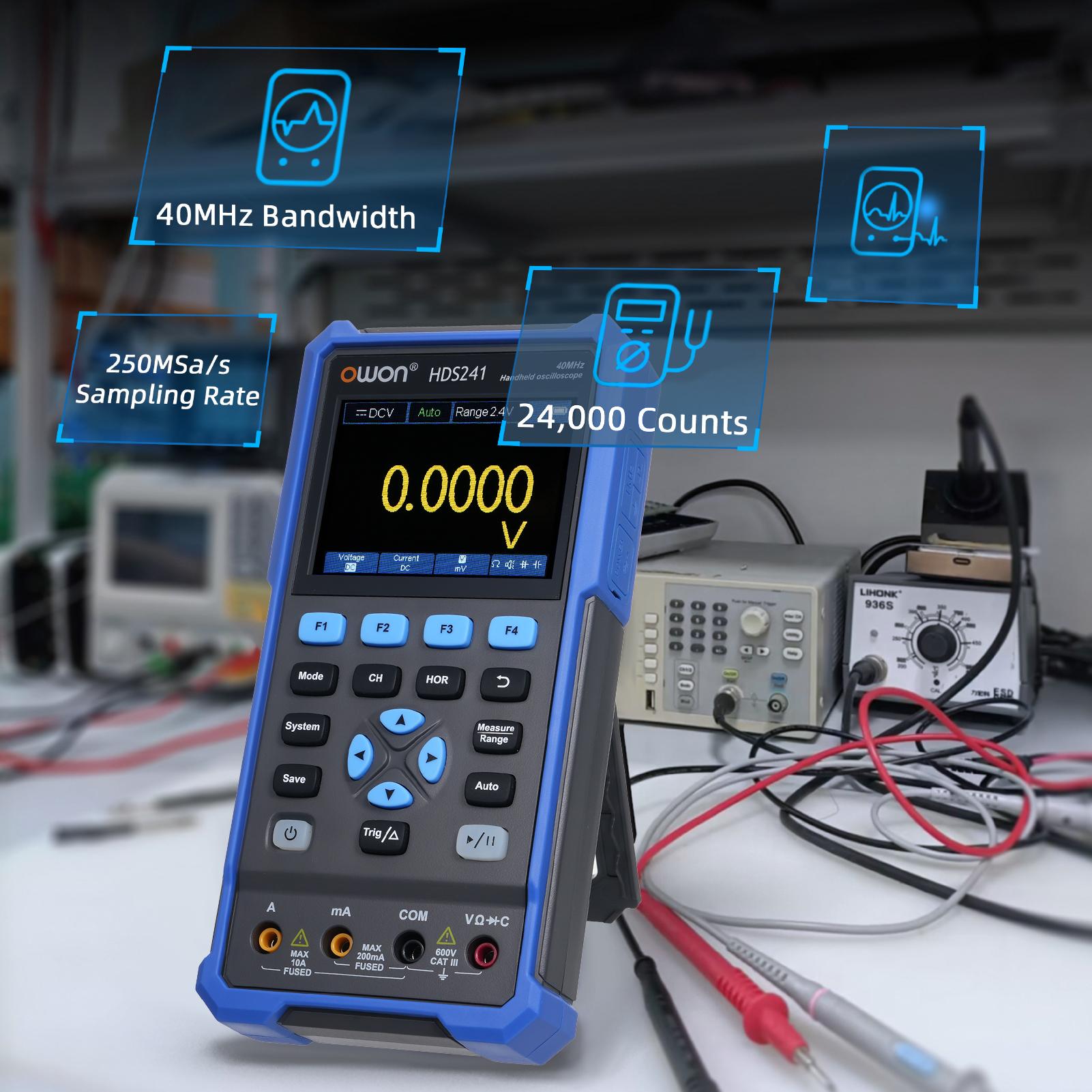 

2 in 1 Oscilloscope Multimeter Multifunctional Digital Oscilloscope 1CH 250MSa s Sampling Rate 40MHz Bandwidth for синій