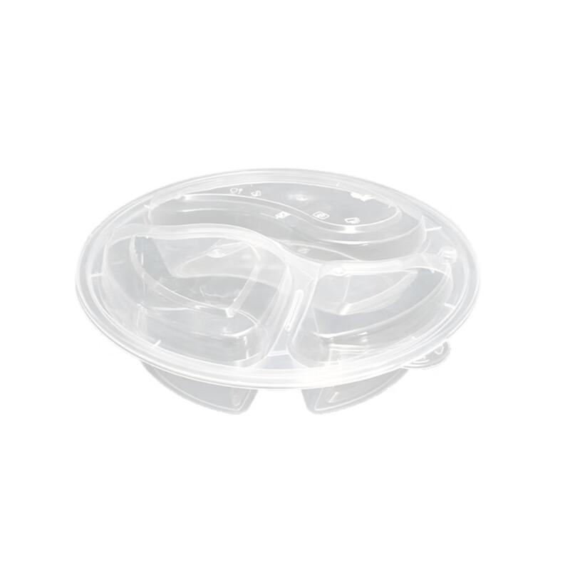 150-Pack Round 3-Compartment Disposable Takeaway Meal Boxes