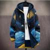 Men Cardigans Coats Geometric Stripe Square Printed Plush Thick Winter Abstract Art Graphics Jackets Casual Streetwear Clothing
