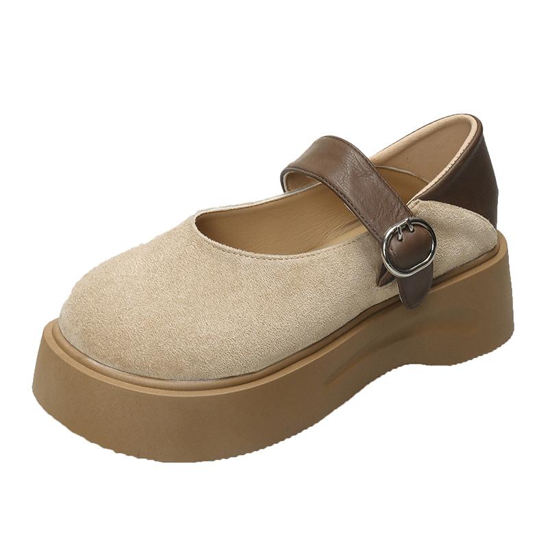 2025 New Designer Platform Women Shoes Suede Cozy Loafers Shoes New Casual Fashion Buckle Sandals Summer Walking Shoes