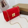 Embroidered lock small square bag lis women's shoulder bag women's diamond chain bag