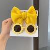 New Children Solid Color Cotton Bowknot Wide Hairband Round Sunglasses Set Baby Girls Sunglasses Kids Hair Accessories