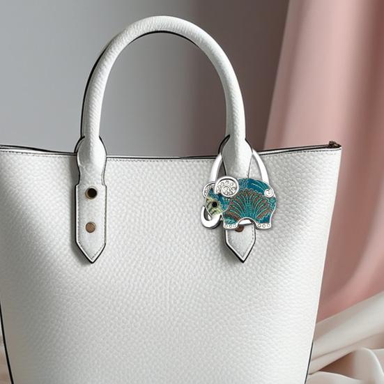 Elephant Handbag Hook Foldable Alloy Bag Hanger with Non-Slip Base Portable Table Bag Wallet