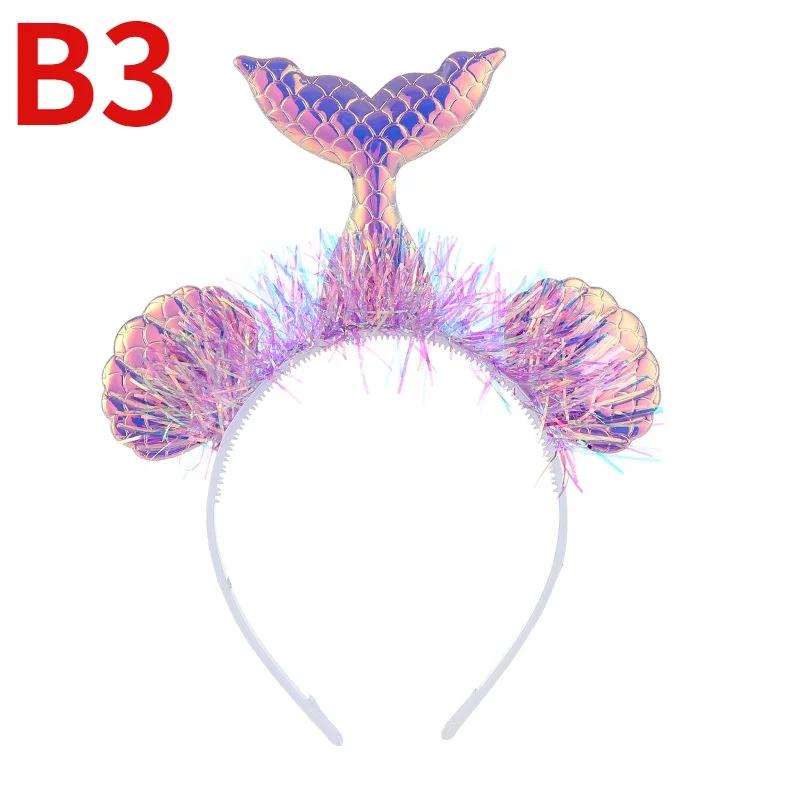 Little Mermaid Party Crown Headband Mermaid Tail Hat Photo Props for Girl Birthday Party Mermaid Hair Accessories