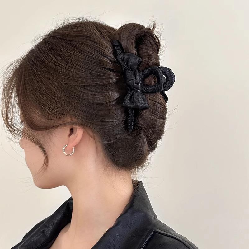 High-end Velvet Clip Elegant Bow Hair Clip Large Volume Updo Shark Clip Hair Accessory
