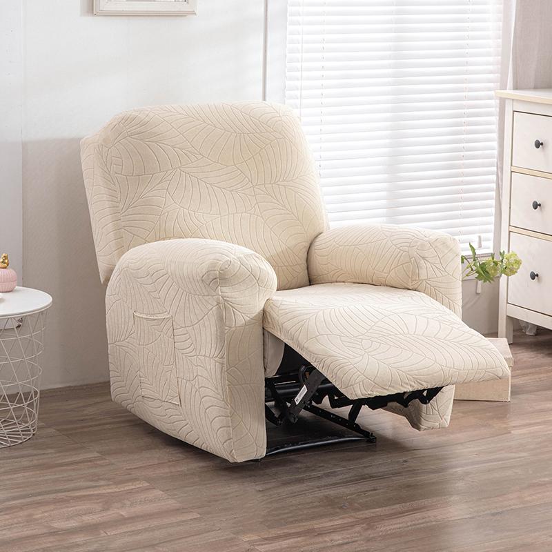 1/2/3 Seater Recliner Sofa Cover Solid Color Cushion Cover Sofa Cover Lazy Chair Jacquard Waterproof Leaf Shapeed Sofa Covers
