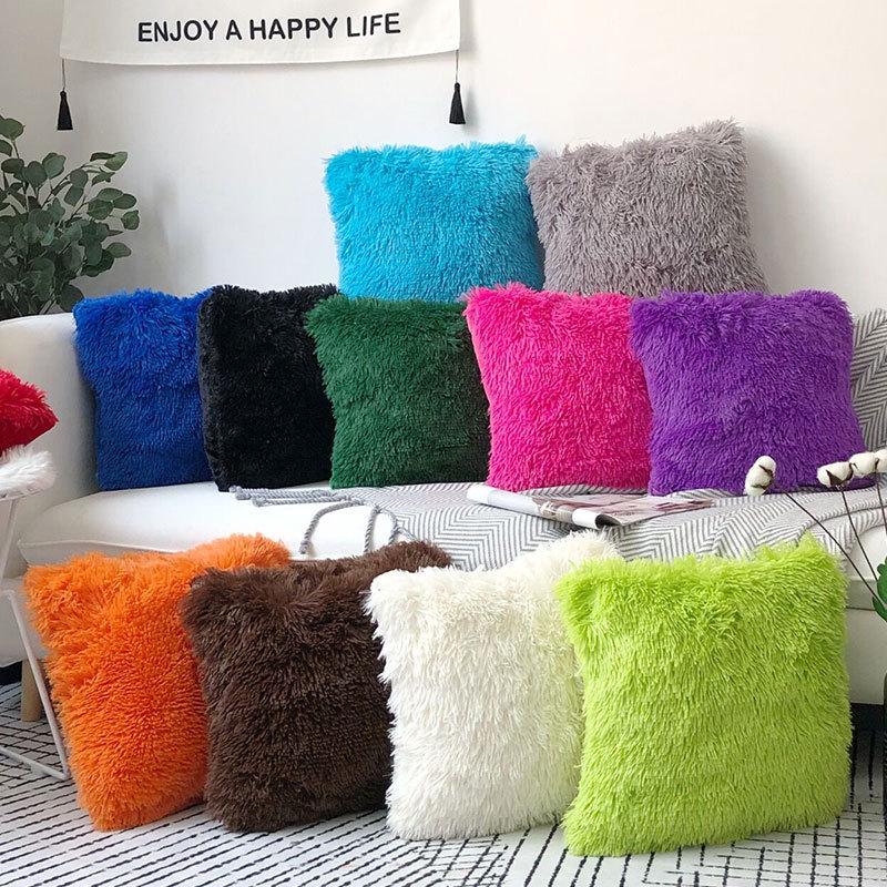 Cojín de Felpa de Color Sólido de Foca de Terciopelo 2025 - Cojín de Respaldo para Sofá/Mesita de Noche