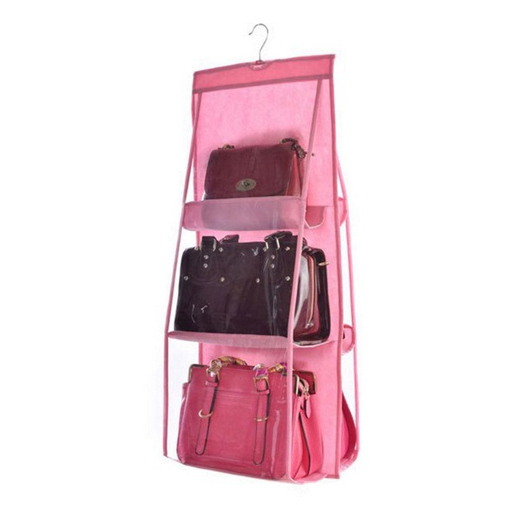 6 Pocket Hanging Handbag Organizer for Wardrobe Storage Bag Door Wall Sundry Shoe Bag with Hanger