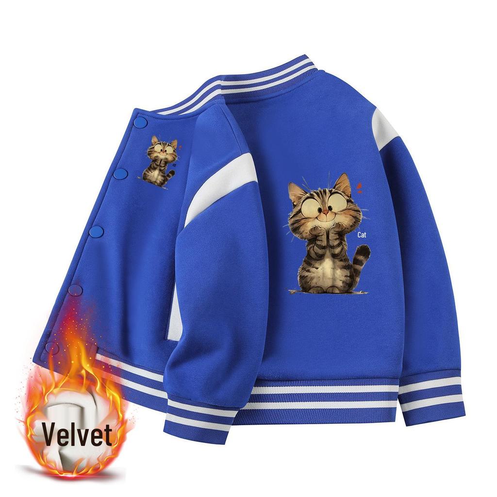 Children's Autumn Baseball Jacket - Velvet Lined, Thickened for Boys & Girls 2026 Winter Style.