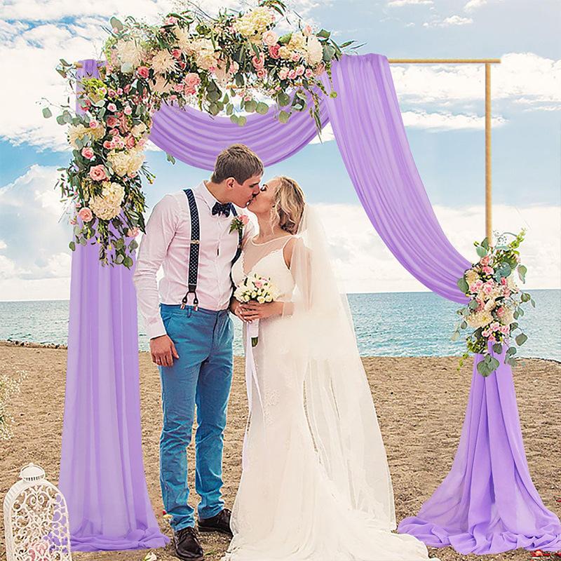 1pcsLarge White Sheer Chiffon Wedding Arch Drapes - Perfect for Ceremony Reception Decor Valentine's Day Gifts Party Supplies
