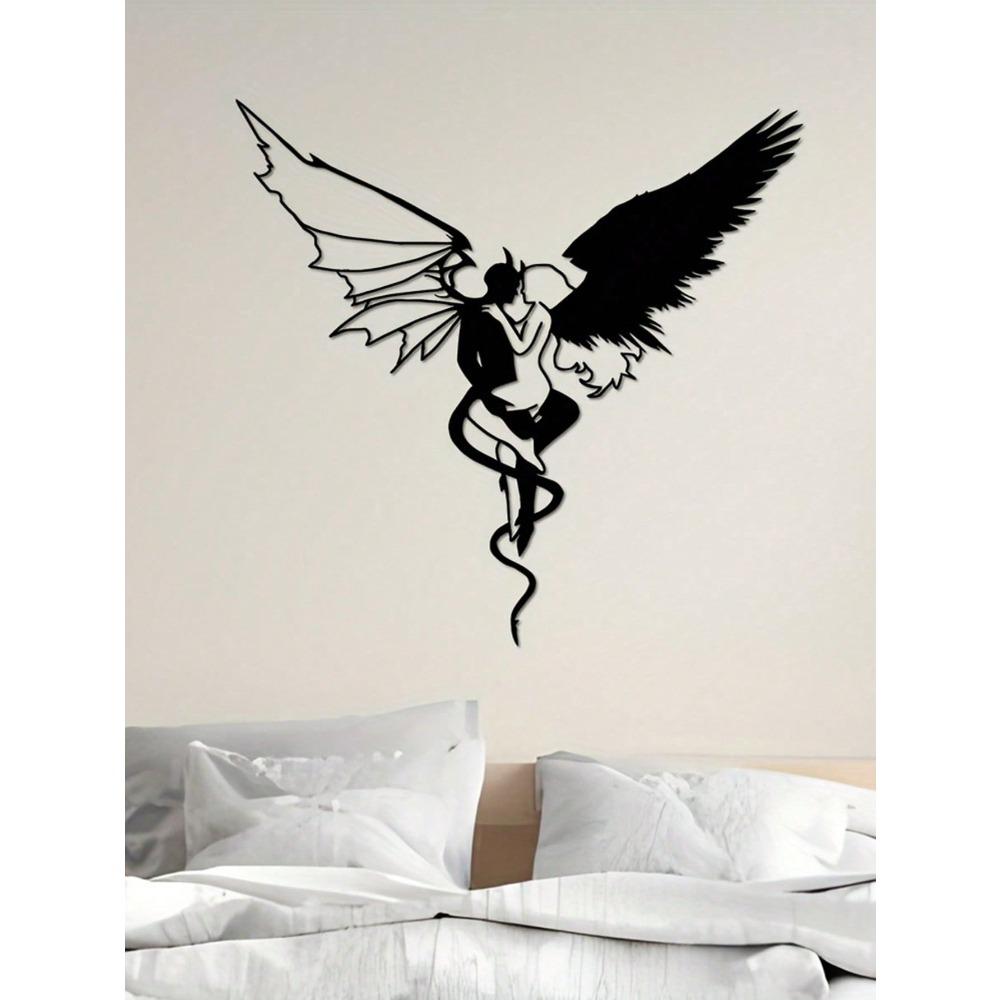 Wrought Iron Angel Devil Wall Decor Minimalist Home Art