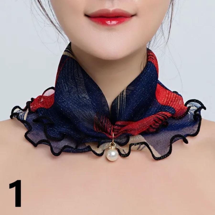 18 Estilos Bufanda de Seda Dorada para Dama con Encaje de Orejas de Madera Perlada Bufanda Variedad Bufanda Cuadrada de Moda Bufanda de Seda Multifuncional