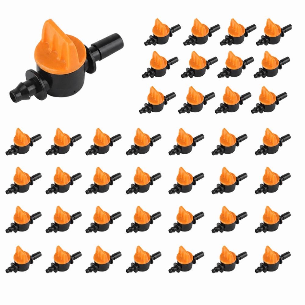 50pcs PP Drip Irrigation Valve Compact 4/7mm Micro Tubing Drip Irrigation Switching Valve Mini 6mm Outer Diameter