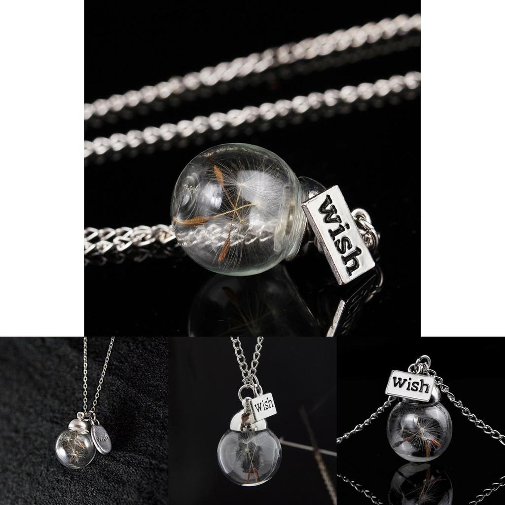 Stunning Geometric Style Crystal Glass Dome Diy Dandelion Necklace For Everyone