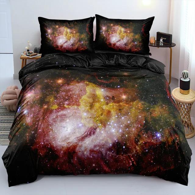 

Luxury Galaxy Bedding Set Twin Full Queen King Size Duvet Cover Set Shining Stars Starry Sky Comforter Set for home and deor US Twin(172x218cm) чистий