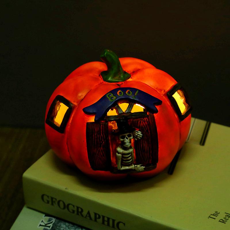 Halloween Pumpkin Tabletop Decoration Resin Bar Ghosthouse Chamber Scenes Halloween Party Skull Props Home Decor Items Gifts