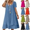 Womens Summer Dresses Short Sleeve Round Neck Loose Sundresses