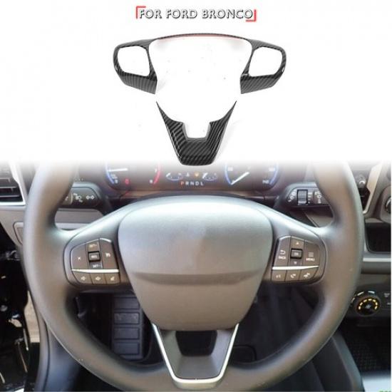 Car Steering Wheel Cover Trim Carbon Fiber For Ford Bronco Sport 21+ Accessories