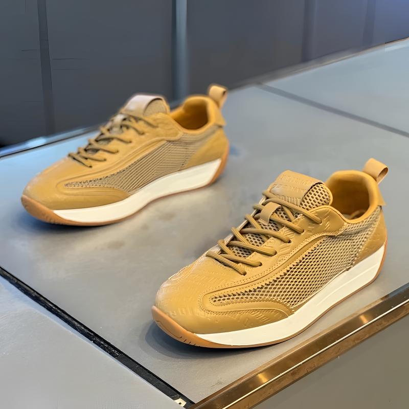 Chunky Sneaker Plus Size 39-44 Men Women Retro Running Shoes Casual Leather Fabric Upper Height Increased Platform Shoes