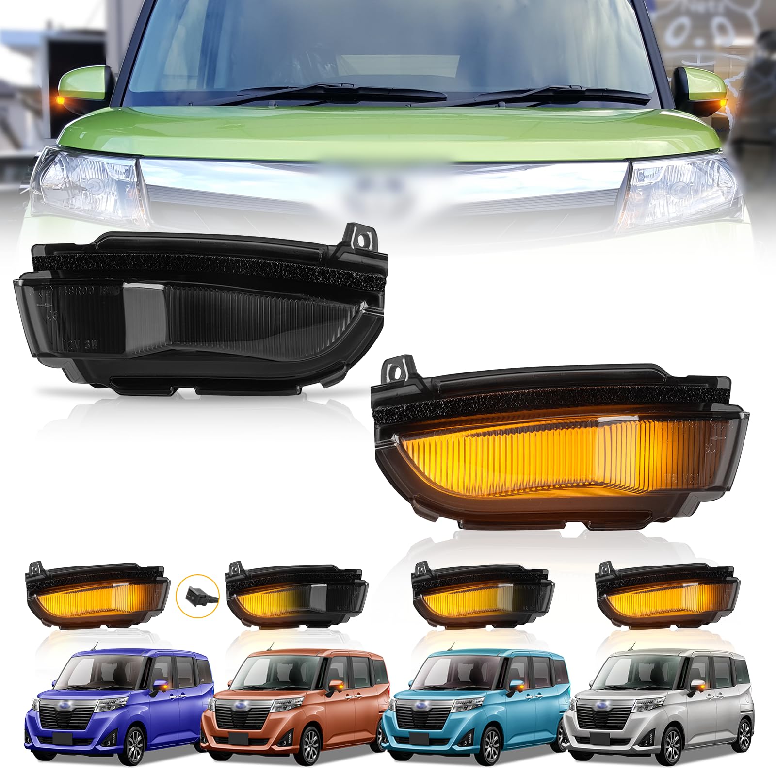 

Светодиодные последовательные указатели поворота зеркал NEIFILES для Rise Roomy Tank Rocky Thor Tanto Move Stella и боковые указатели поворота с динамическим светом для прохождения техосмотра A200A, A210A,