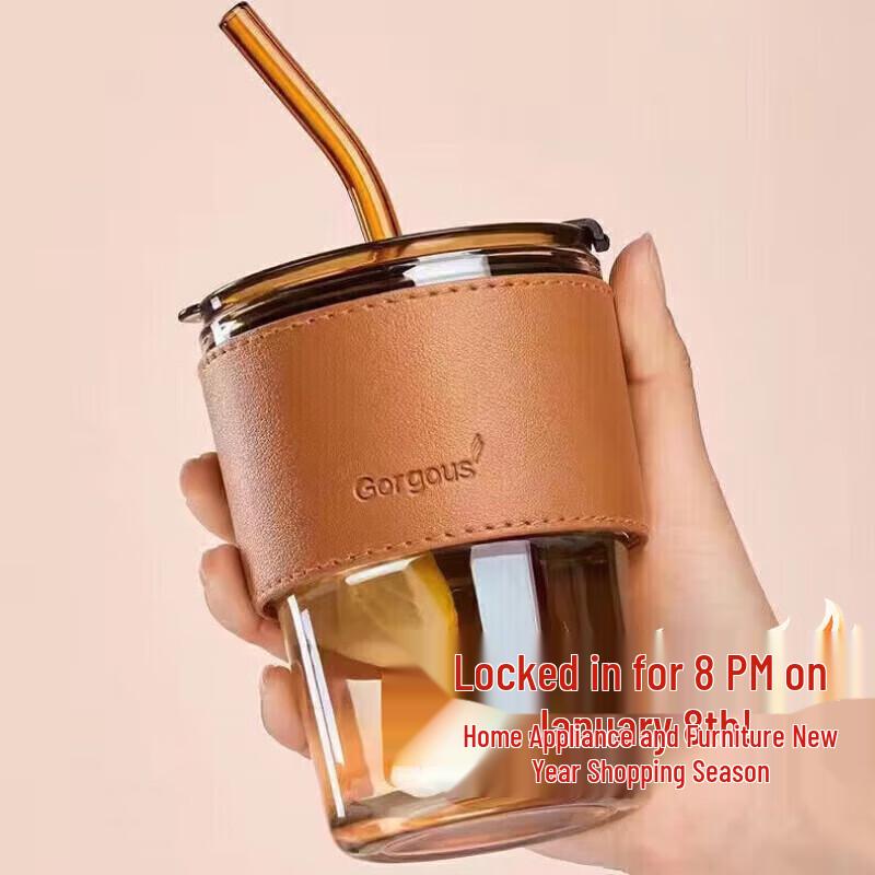 Baijie Bamboo Joint Glass Cup with Straw