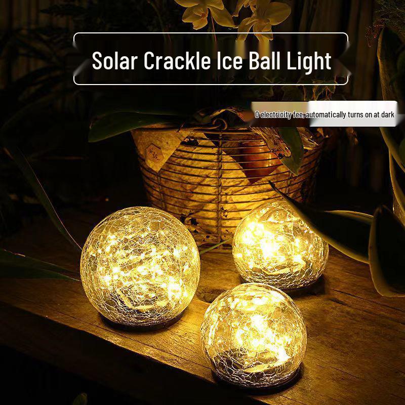 Solar-Powered Glass Crackle Light - Outdoor Garden Decoration, Creative Hanging Mason Jar for Christmas & Wishing Lights
