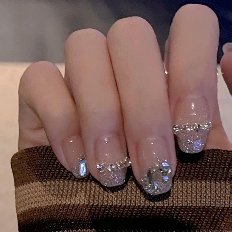 

Wear Nail Nude Color Rhinestone Chain Bridal Patch Manicure XS chain diamond Chinese