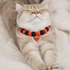 Small Dog Collar for Halloween Pom-Pom Pet Collar, Cute Stretch Cat with Pumpkin Stretchy Bell, Soft Black Orange Pom-Poms Cats Dogs