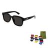 Gucci Logo Design Recycled Acetate Rectangular Sunglasses Men's Black