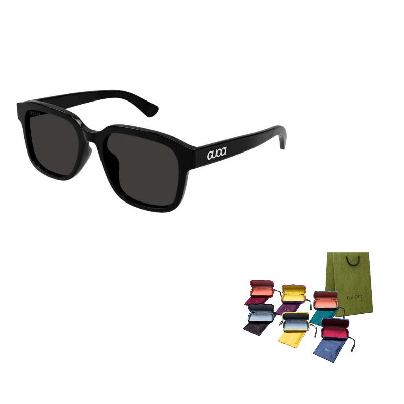 Gucci Logo Design Recycled Acetate Rectangular Sunglasses Men's Black