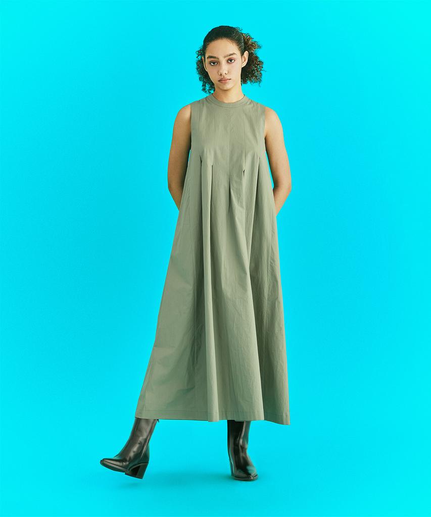 Er Er Pleated Detail Dress Khaki