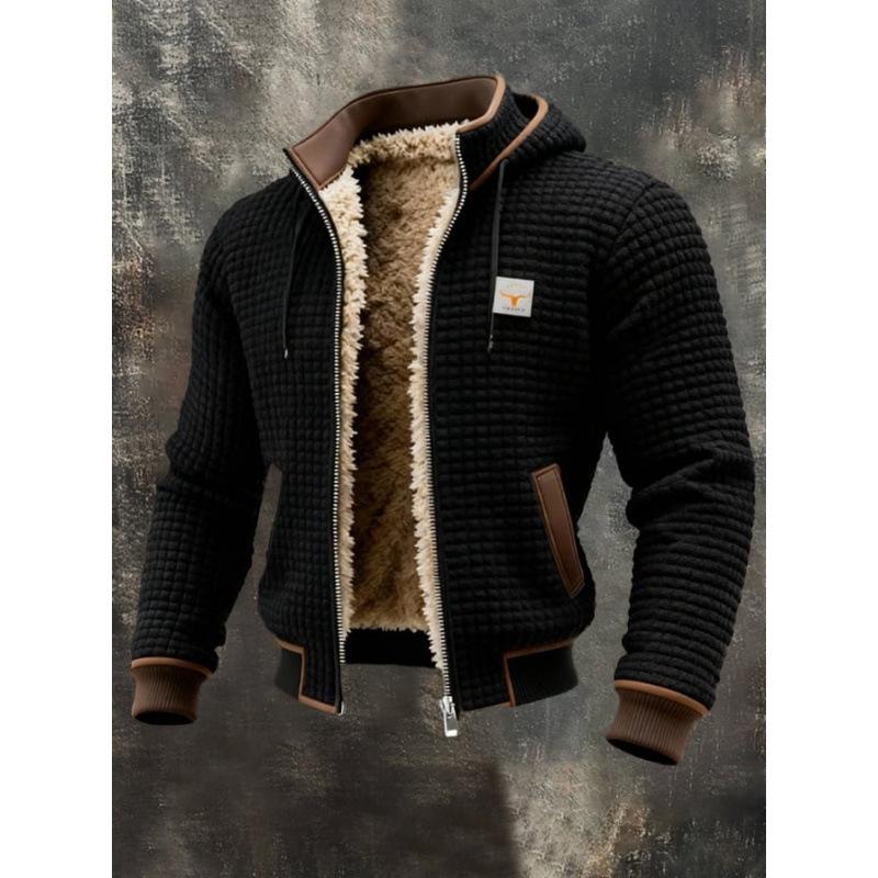 Men's European & American Velvet Thick Knit Hooded Jacket - Autumn & Winter