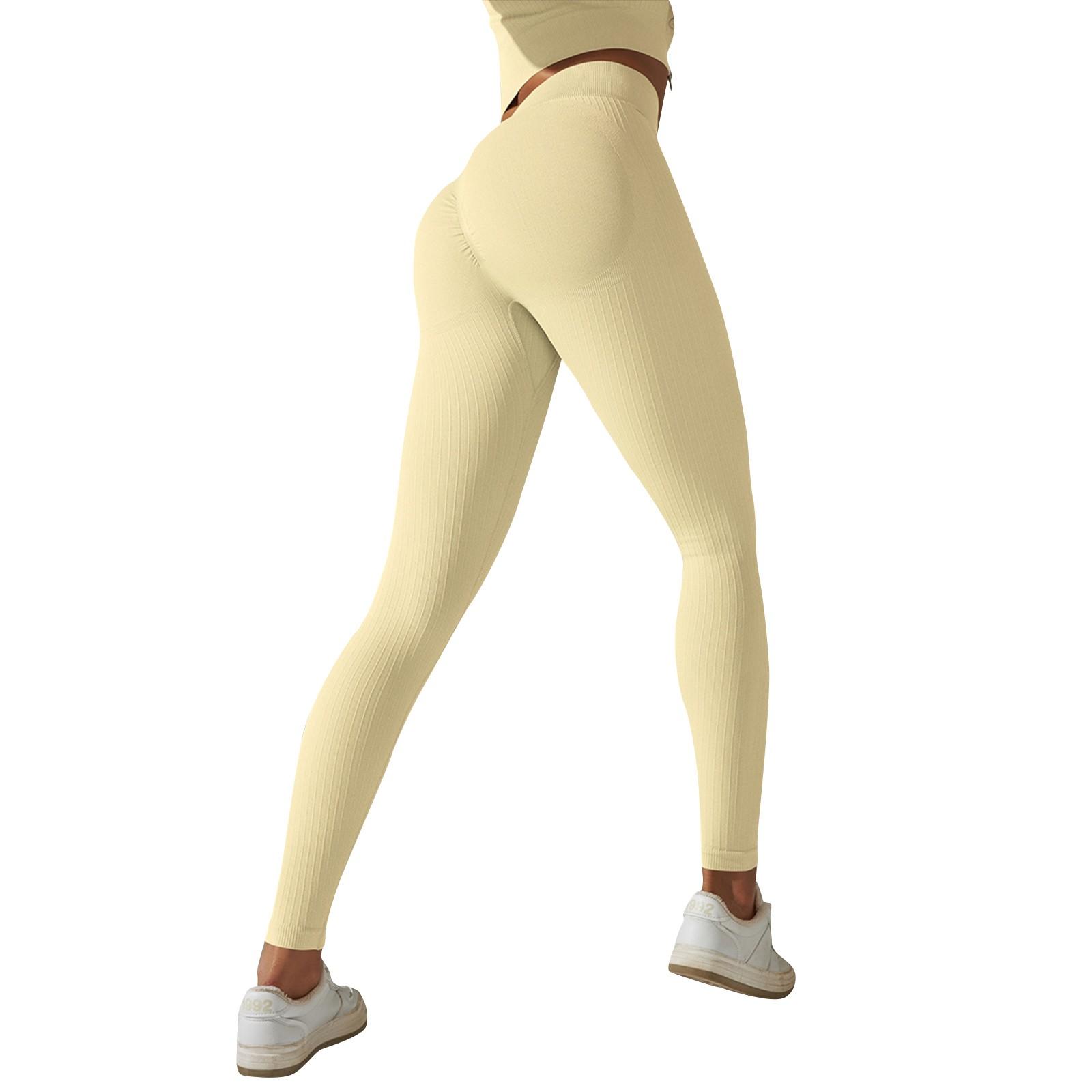 

Бесшовные вязаные однотонные ребристые узкие персиковые брюки для поднятия бедер, спортивные брюки для бега, фитнеса, йоги, девятиточечные брюки L хаки