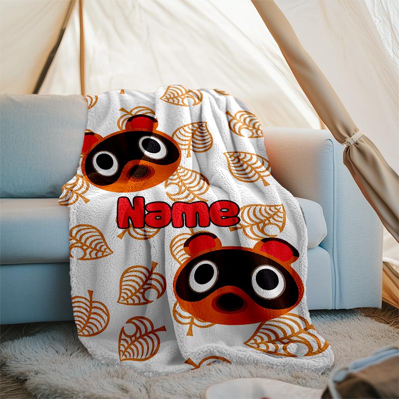 Personalized Custom Name Blanket - Animal Crossing Print Design,Blanket for Sofa,Bed,Travel,Camping - Soft and Warm, Great Gift