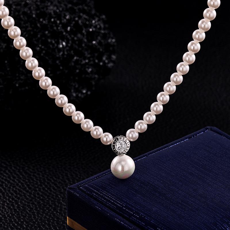 Elegant Moissanite Pearl Necklace - S925 Sterling Silver Minimalist Clavicle Chain for Women