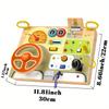Wooden Busy Board with Simulated Steering Wheel,Sensory Toy for Youngsters with LED Light Switches, Music, Educational Travel Toy,Random Color