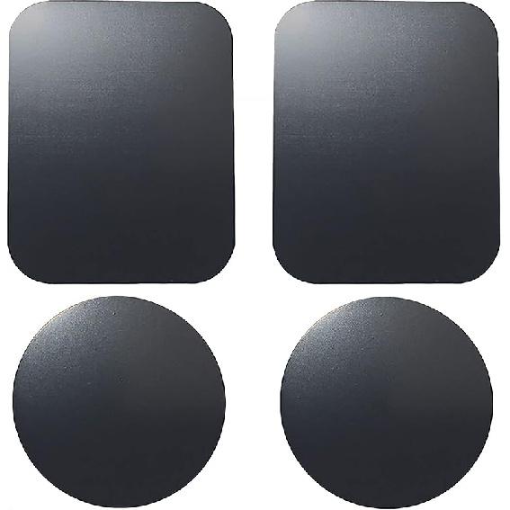 SALEX Replacement Metal Plates Set for Magnetic Car Phone Holders, Wall & Air Vent Mounts, Cases, Magnets. Kit of 4 Black Round Iron Discs Without