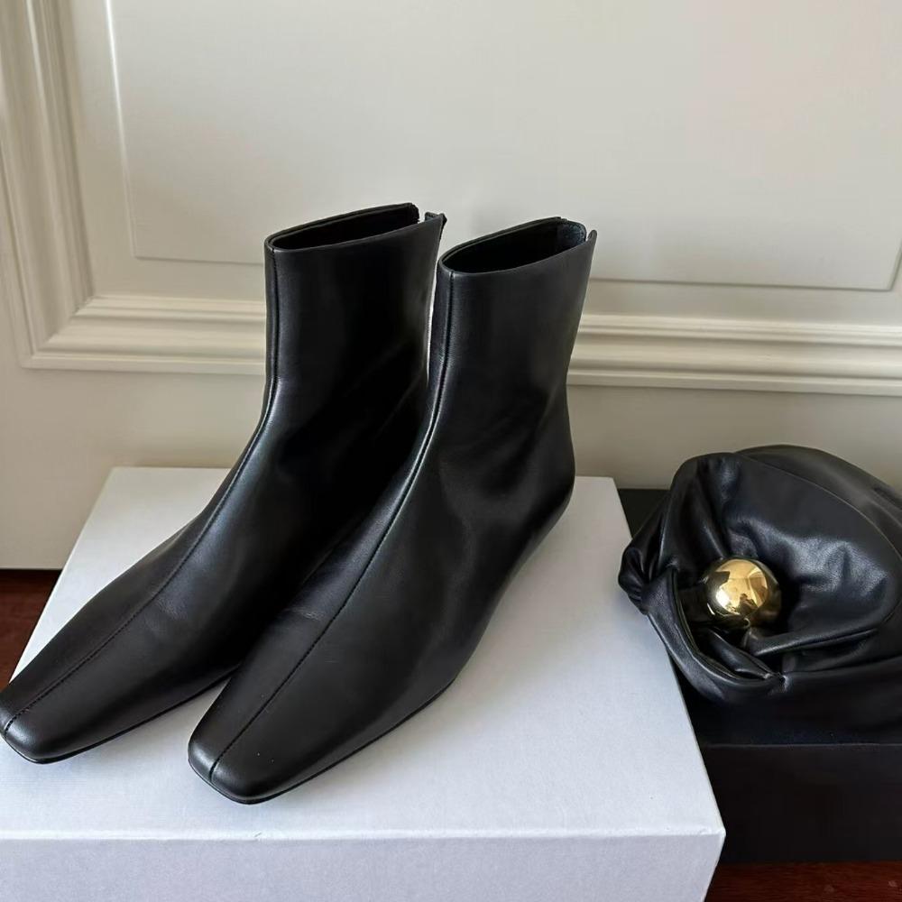 Bottes en Cuir Mode Femmes Automne Hiver Bottines Noires Nouvel Automne Hiver Velours Fermeture Éclair Arrière Bout Carré Chaussures Skinny Bottines Courtes à Petits Talons pour Femmes