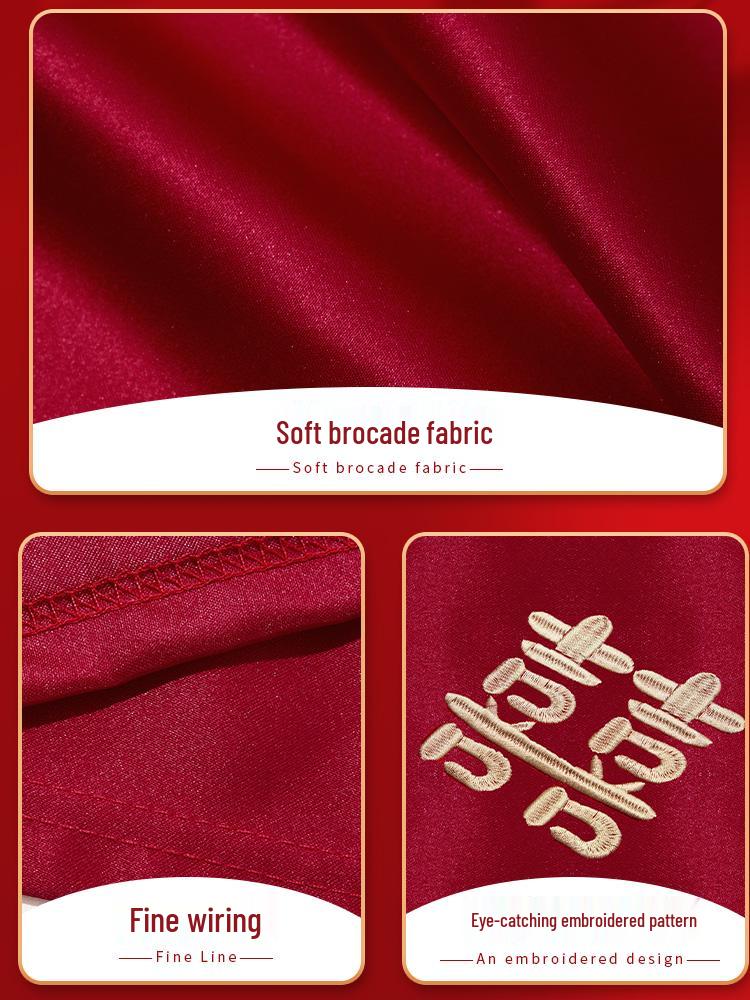 Auspicious Red Wedding Bedside Table Cover and Decor Mat