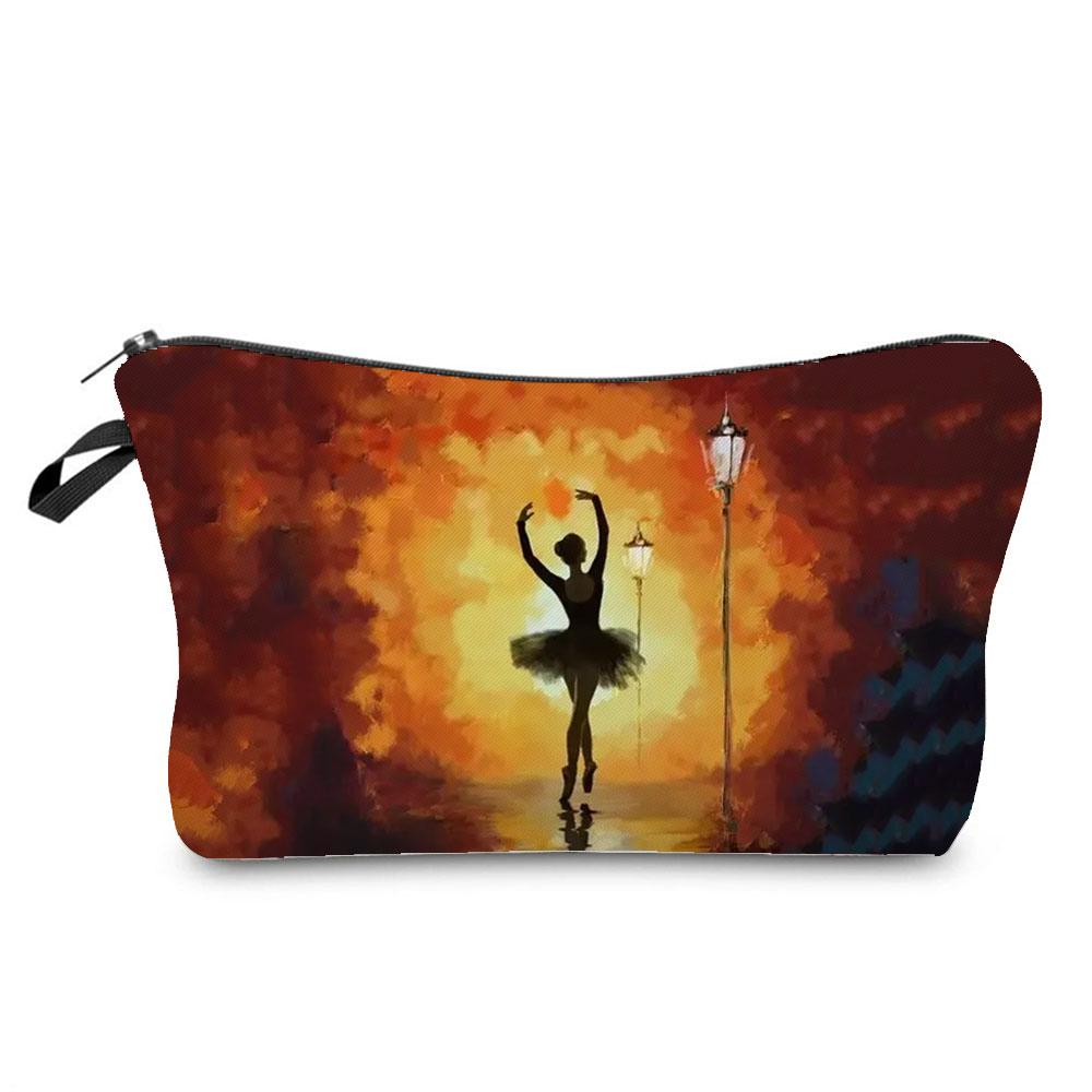 Ballet Art Girl Fashion Printed Cosmetic Bags Toiletries Organizer  School Daily Pencil CasesOutdoor Practical Makeup Bag Female