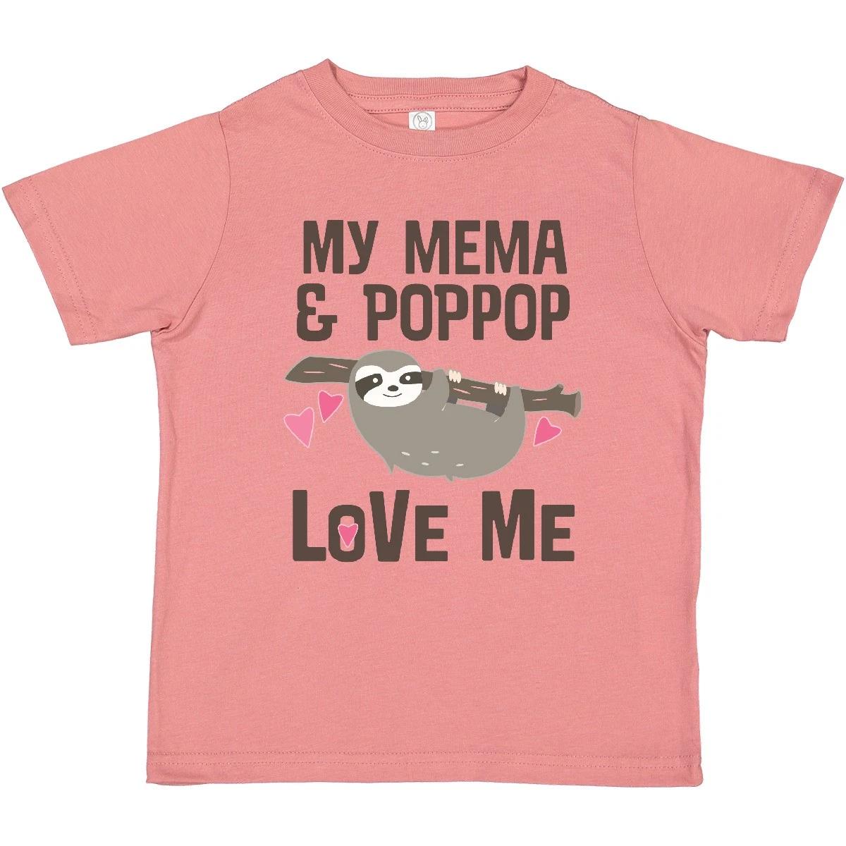 Inktastic Mema And PopPop Love Me Girls Sloth Toddler T-Shirt Pop Grandchild Kid 110