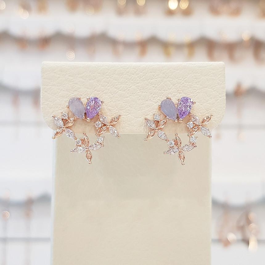 Flower Gift Cubic Pink Earrings (Spe756)