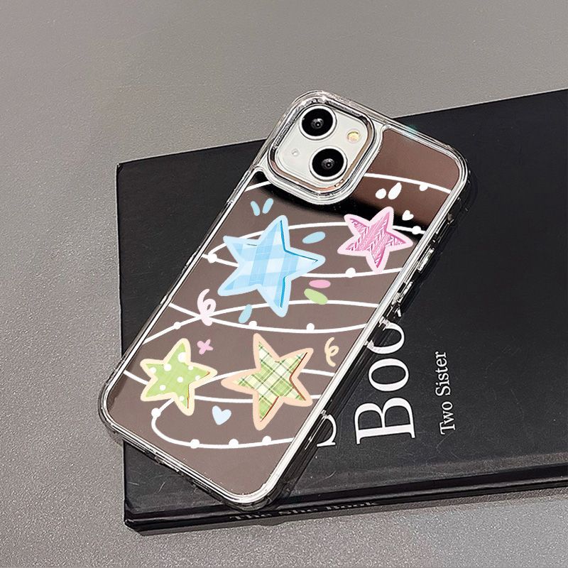 Colored Stars for iPhone17promax Mobile Phone Case 16 Niche 14/13 Apple 15 All-inclusive Makeup Mirror