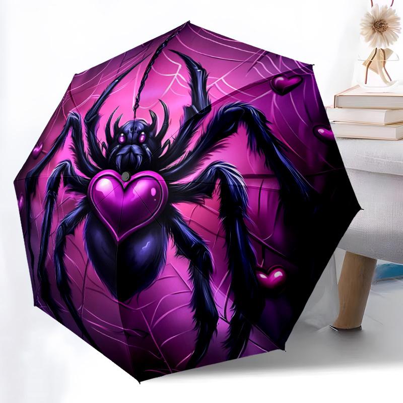 1pc Spider Web Automatic Folding Umbrella   Compact 8 Rib Design, Durable Iron Frame for Travel, Outdoor,  A0920114