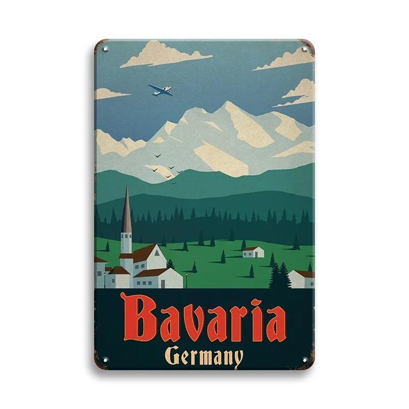 Vintage Cestovní Města Plechové cedule PARIS IMALIBU CHICAGO Železná malba Retro plakáty Domov Nástěnná umělecká výzdoba Pokojová výzdoba