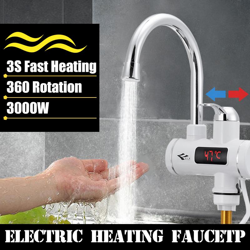 3000W Instant Hot Water Faucet Heater Cold Heating Faucet Tankless Instantaneous Water Heater Electric Kitchen Water Heater Tap