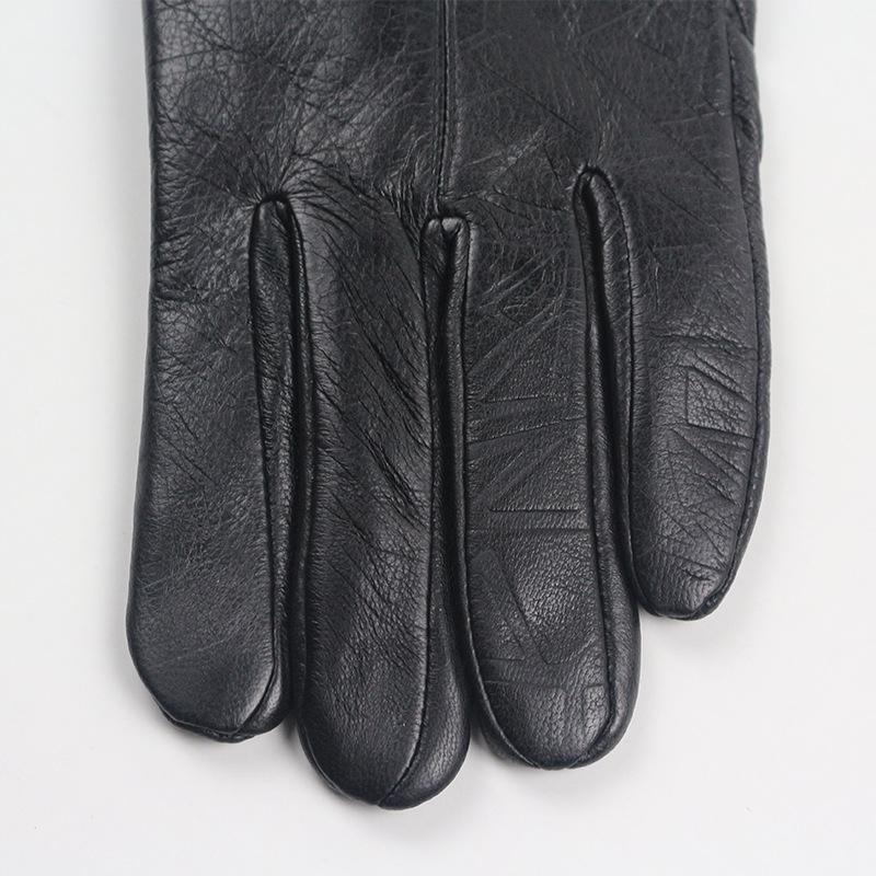 Men's Genuine Leather Winter Gloves - Windproof, Warm Sheepskin with Velvet Lining for Outdoor Sports