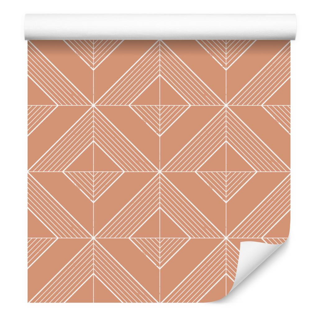 Geometric rhombus wallpaper peach and cream 50x1000